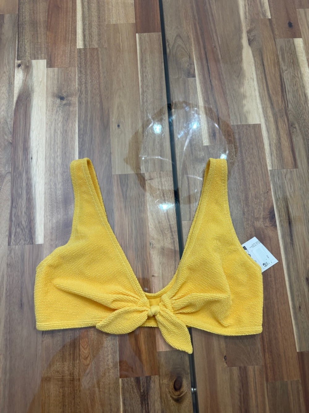 NWT Sz 8 & Other Stories Yellow Tie-Front Textured V Neck Bikini Swim Top